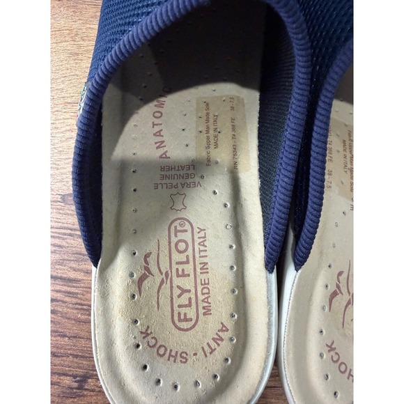 Fly Flot Navy Blue Mesh Anti-Shock Anatomic Clogs Mules Italy Womens 38 7.5 - Picture 6 of 8